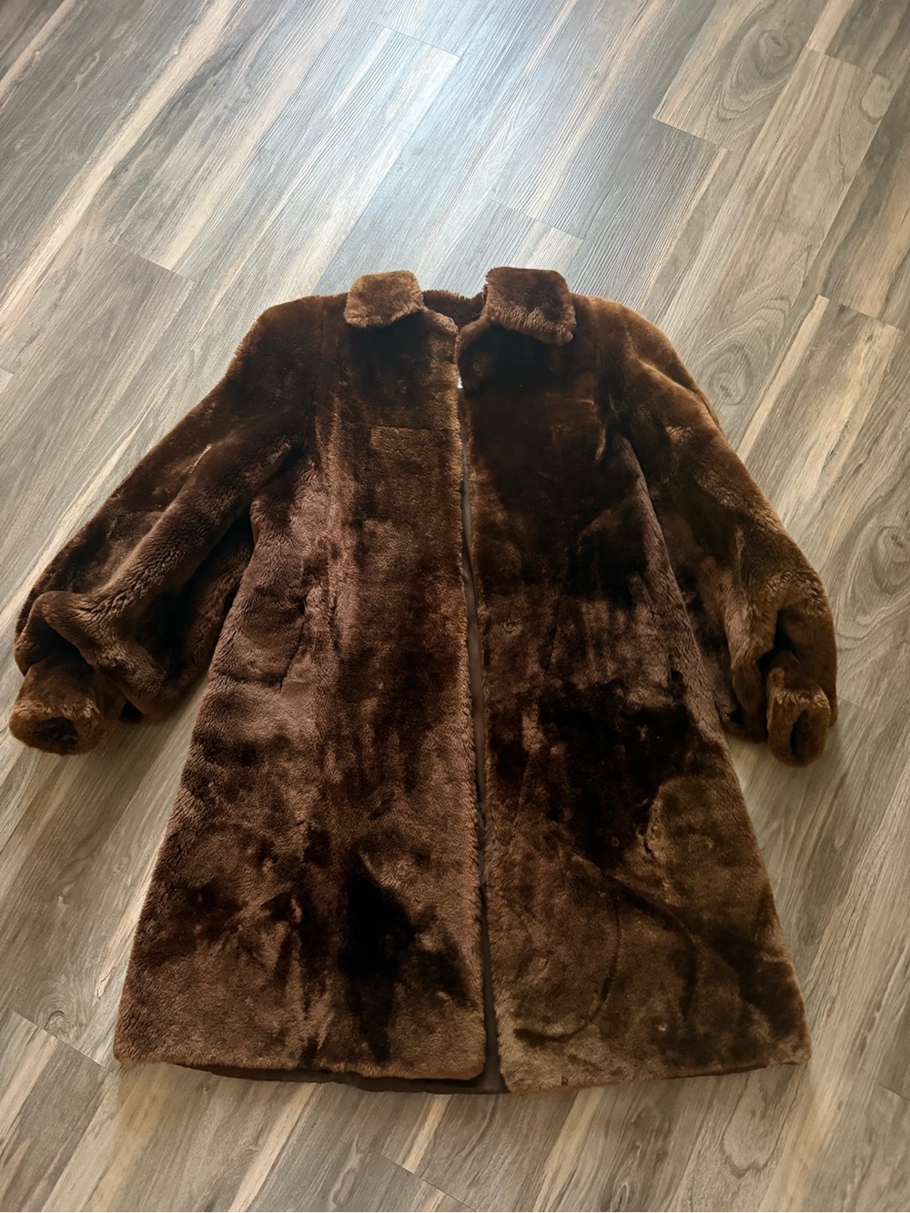 1940s Vintage Women's Lamb Fur Coat - Brown